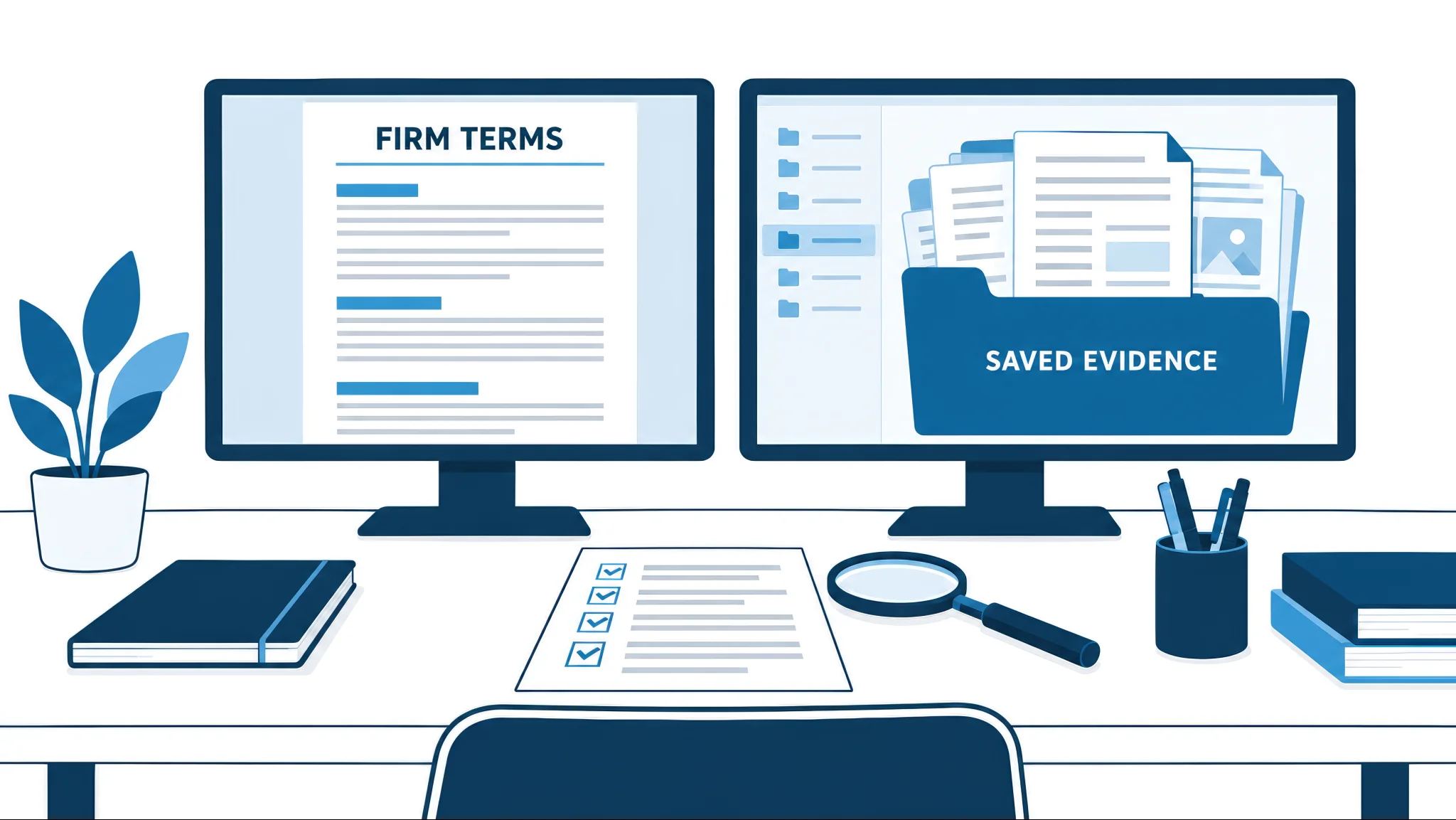 PropRubric research team checking crypto prop firm terms against saved evidence