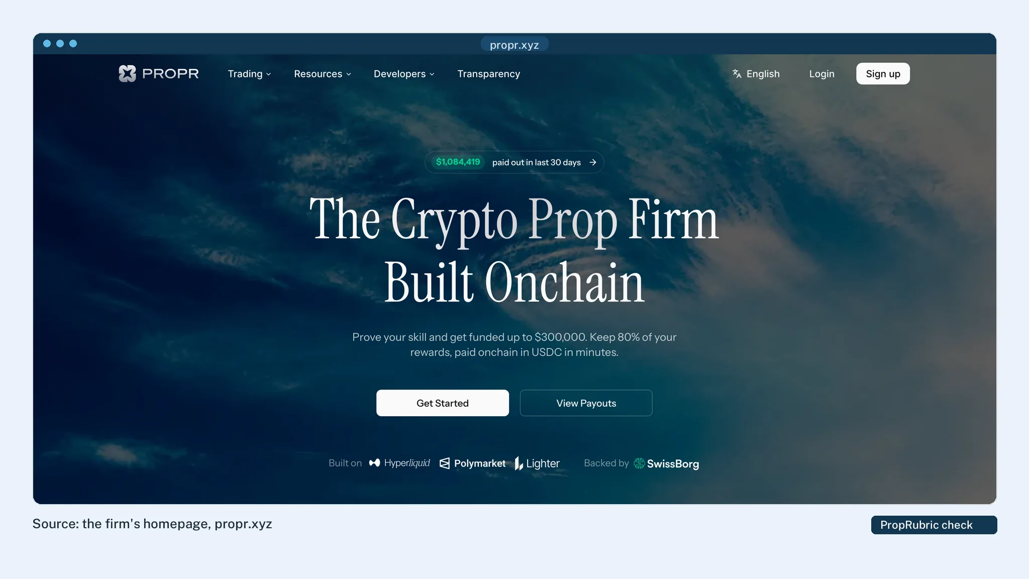 Propr's homepage at PropRubric's last check