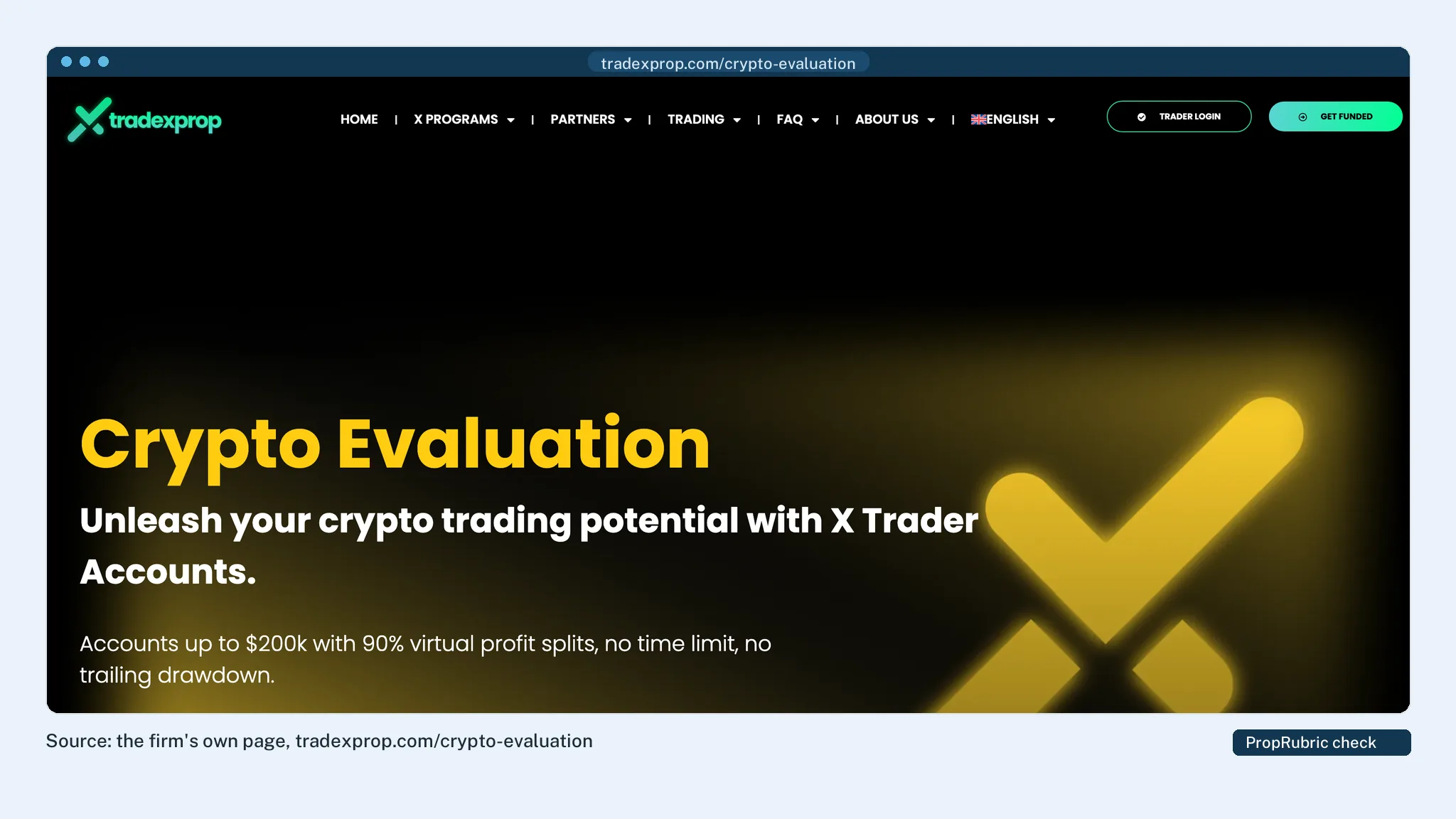 TradeXProp crypto-only evaluation challenge