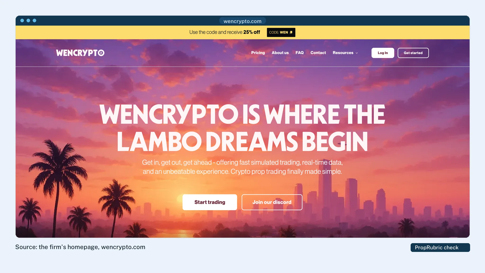 WenCrypto's homepage at PropRubric's last check